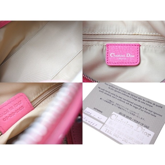Christian Dior Trotter Handbag Leather Pink Beige - Picture 10 of 10